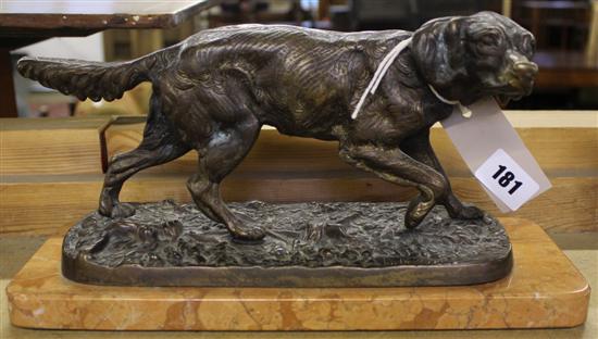 Farbel (20C?) - bronze study of a spaniel, on marble base